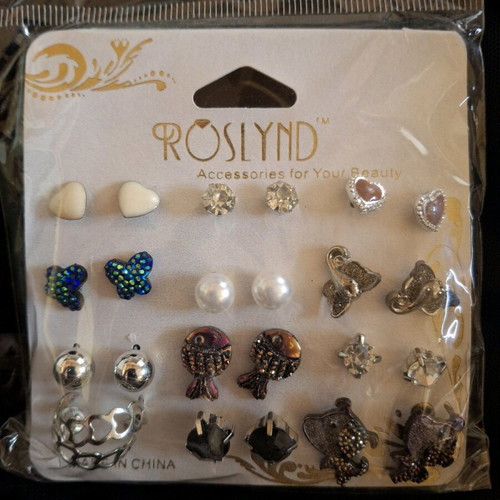 Roslynd earrings new, set of 12 multicolored