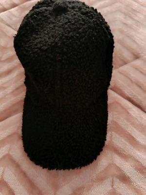Winter hat black one size boucle fabric new