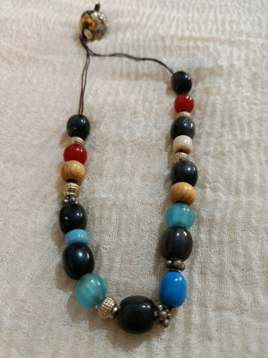 Multicolored Worry Beads like new with semi-precious stones, wood, and ceramics