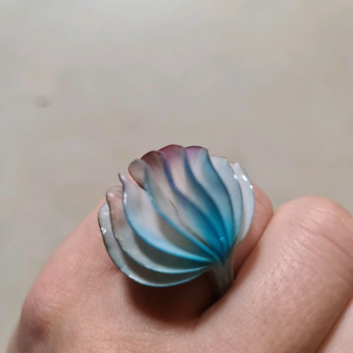 Papier Mache Ring like new, purple and turquoise