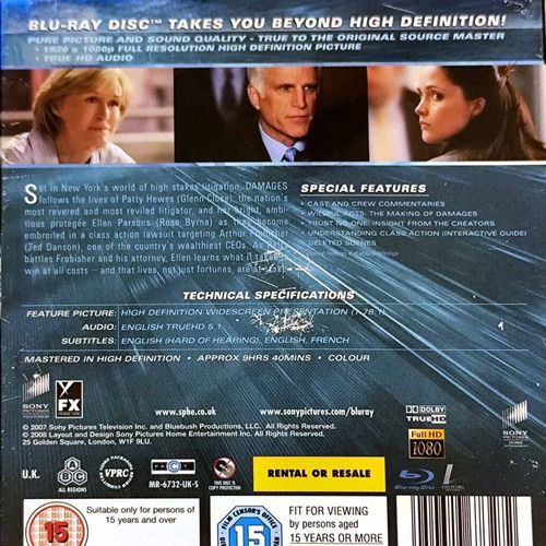 Damages The Complete First Season Blu-Ray used, 3-disc set