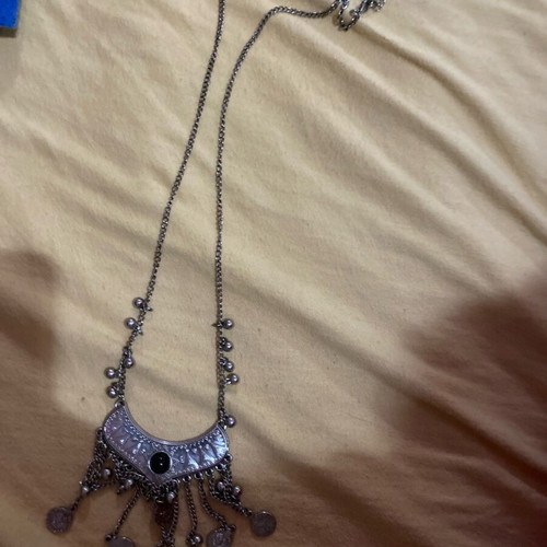 Vintage silver necklace long 2000s style