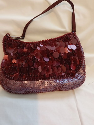 Lei di Lancetti vintage evening shoulder bag, burgundy with sequins