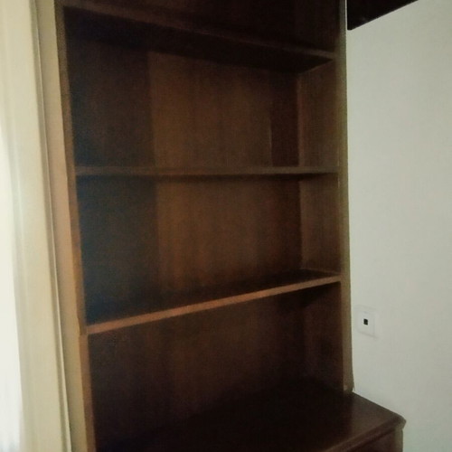 Classic Walnut Hall Cabinet with Shelves and Cupboards used
