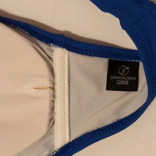 Zebras & Libras women's strapless bikini top like new, blue, size L
