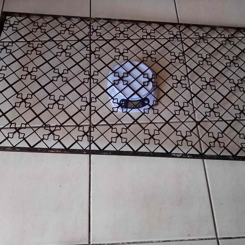 Antique wrought iron grille 1880-1930 used, wooden double door