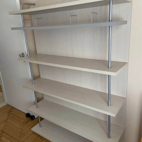 Bookcase-shelf like new, 6 shelves, wood and metal