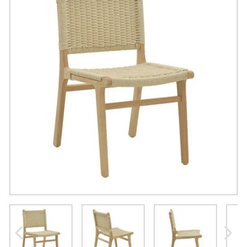 Julien dining chairs pack of 4 used, rubberwood and natural rope