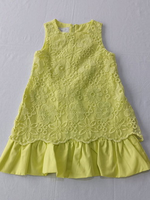 Mayoral dress for girl 6 years like new, lemon yellow with floral lace