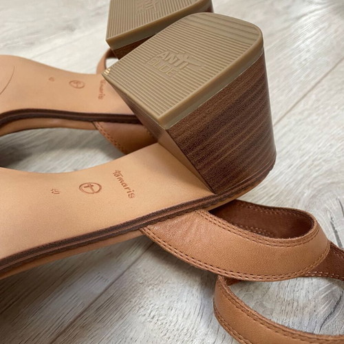 Tamaris summer sandals size 40 new, brown with ankle strap