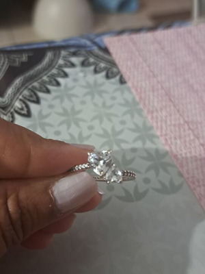 Pandora Timeless Double Heart Sparkling Ring like new, silver