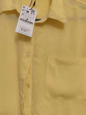 Stradivarius Crop Short-Sleeve Shirt new, pastel yellow, medium