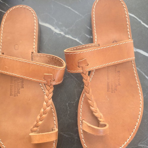 Kouros Leather handmade ancient Greek leather sandals with braid