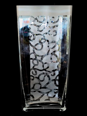 Glass rectangular vase with spirals like new