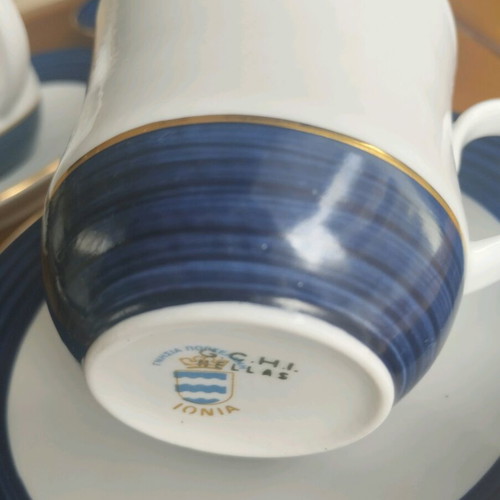 Ionia Cobalt Blue coffee cup and saucer set mint condition, 6 pcs