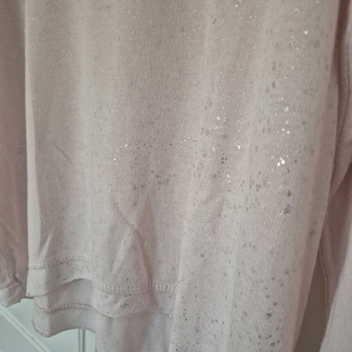 Spring long-sleeve blouse with metallic splashes like new, pink