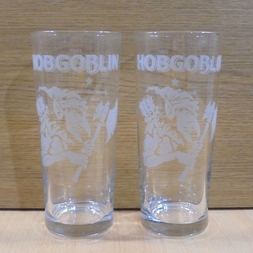 Hobgoblin beer set of two used promotional glasses 0.5l