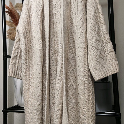 Beige Long Knitted Wool Cardigan H&M like new