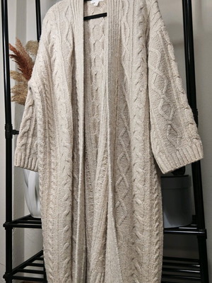 Beige Long Knitted Wool Cardigan H&M like new