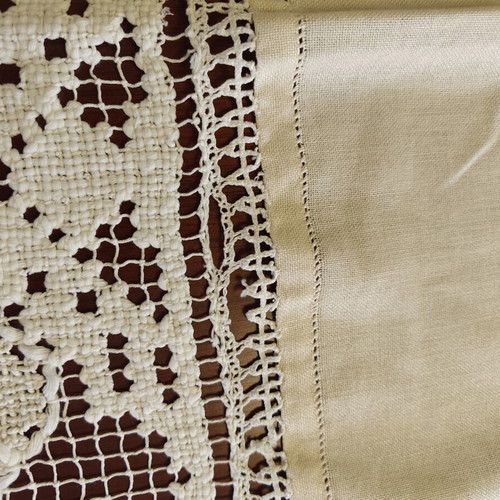 Handmade curtain 140 x 135 used with minor repairable damage