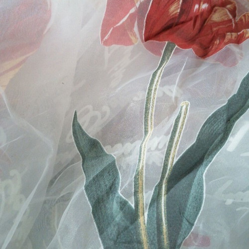 Fabric of artificial silk and polyester, transparent, new