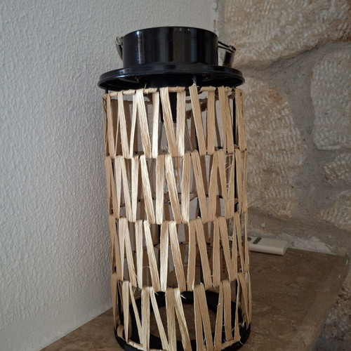 Bamboo solar lantern with built-in lamp like new