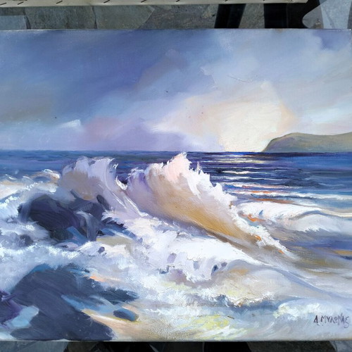 Authentic oil painting Wave new, 40x50cm