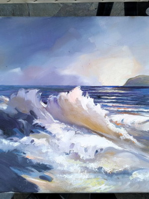 Authentic oil painting Wave new, 40x50cm