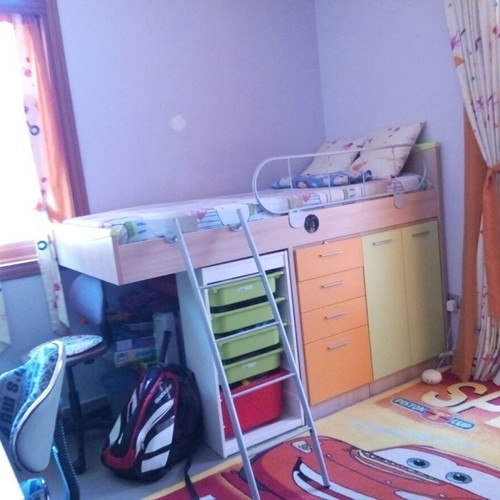 Bunk bed with storage space used, mattress not included, 90x200 cm