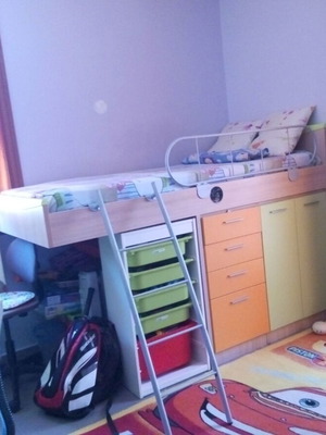 Bunk bed with storage space used, mattress not included, 90x200 cm