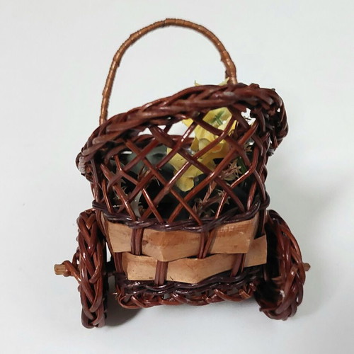 Mini Wicker Vintage Decorative Cart like new