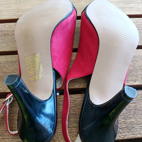 Slingback shoes two-tone (red-black) new size 41