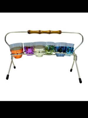 Liqueur glasses like new with stand