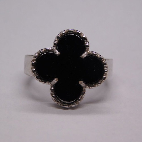 Silver ring 925 Black Clover size 53 new with black stone