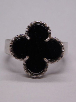 Silver ring 925 Black Clover size 53 new with black stone