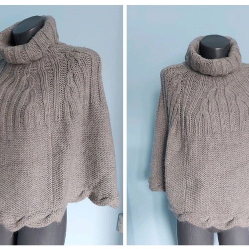 Designer poncho by Nora like new, handmade, gray