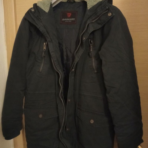Broker's coat like new, blue, size L with hood