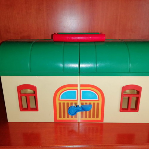 Playmobil 123 Train Station suitcase used with 2 trains