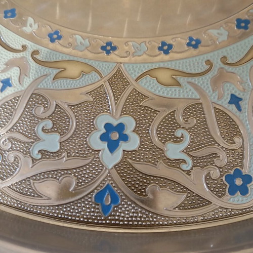 Vintage serving tray and fondue set with cloisonné enamel, like new