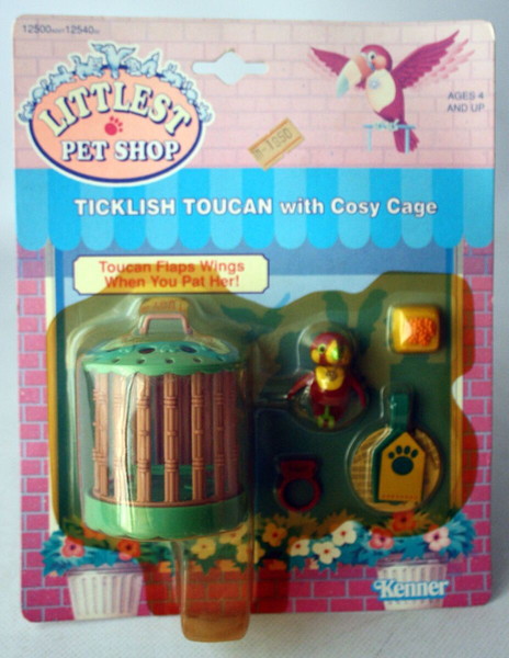 VINTAGE 1992 LITTLEST PETSHOP TICKLISH TOUCAN WITH COSY CAGE KENNER ΣΦΡΑΓΙΣΜΕΝΟ !