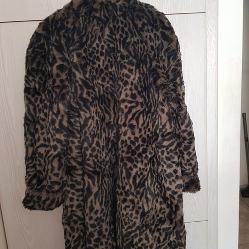Couture Hélène faux fur coat, black and grey