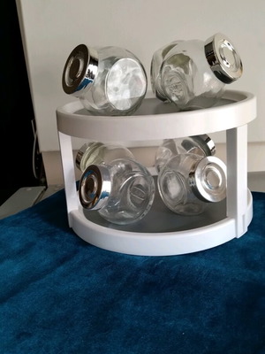 Two-tier rotating spice rack with 8 jars new