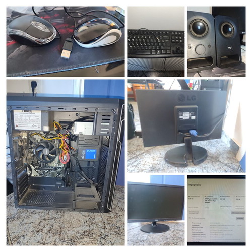 Complete computer system used with AMD Ryzen 3 2200G and LG monitor