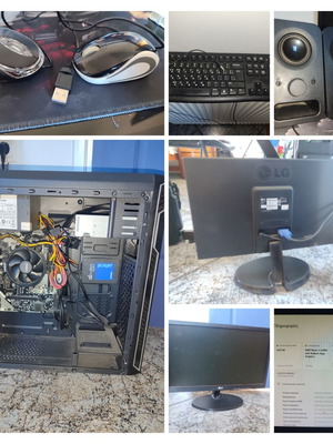 Complete computer system used with AMD Ryzen 3 2200G and LG monitor