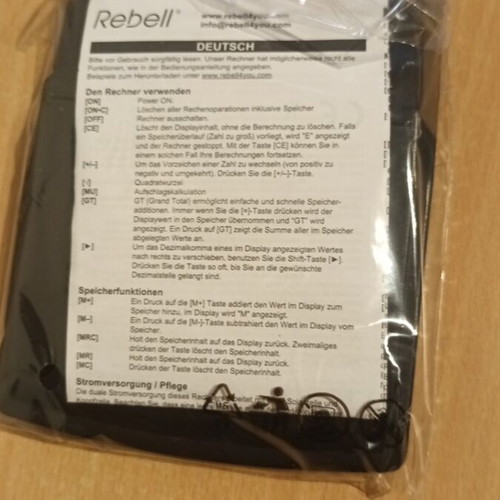 Rebell SDC812+ Calculator new with 12-digit display and 3-key memory