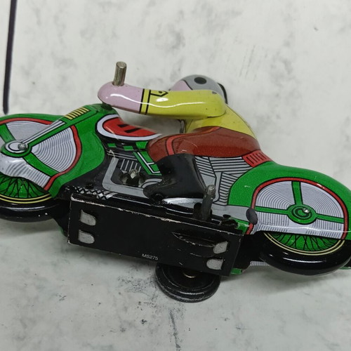 Tin wind-up motorcycle toy vintage, like new