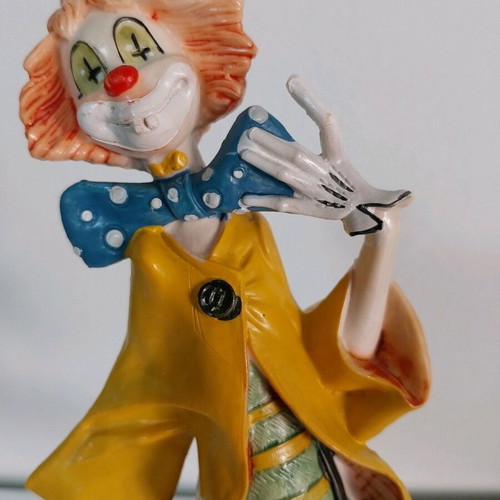 Vintage Simonelli Depose Italy Lady Clown on Carrara Marble