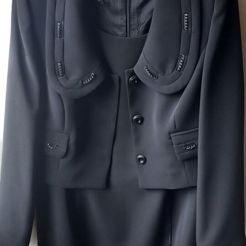 Black dress and jacket set used, size 54