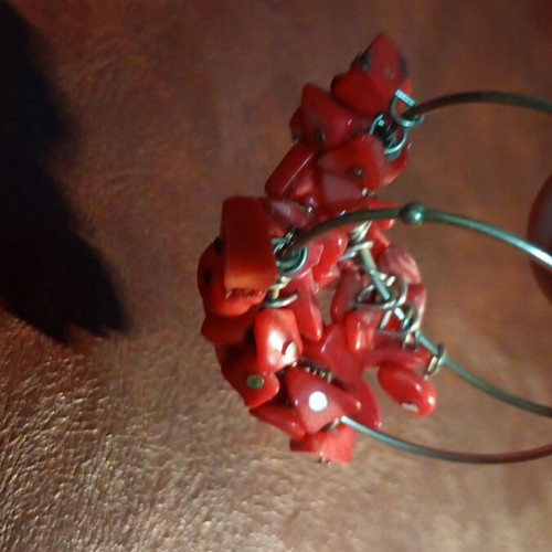 Women's earrings made of natural coral like new