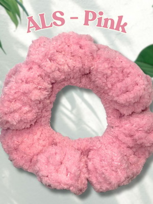 Handmade scrunchie pink faux fur new